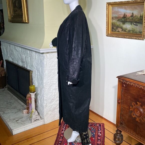 Rare Vintage Peter Millar Crown Sport Full Length Double Breasted Leather Coat - Picture 5 of 17